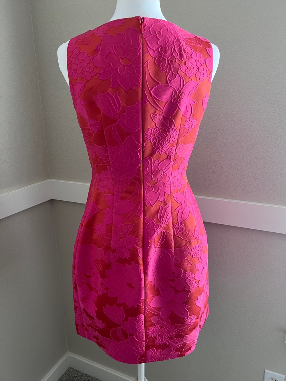 Alexia Admor Fuchsia Pink & Orange Floral Jacquard Fit & Flare Dress - Size S - Picture 3 of 11